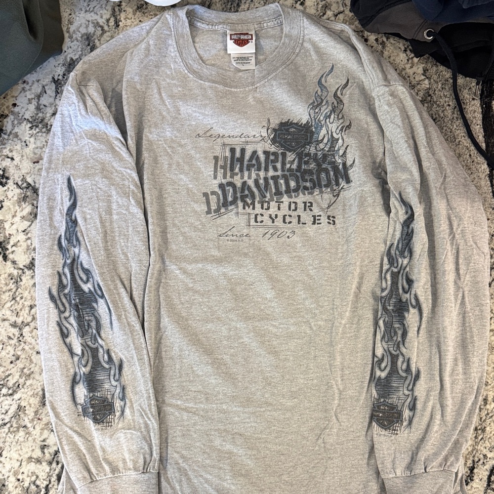 Harley-Davidson Gray Flame Long Sleeve Tee